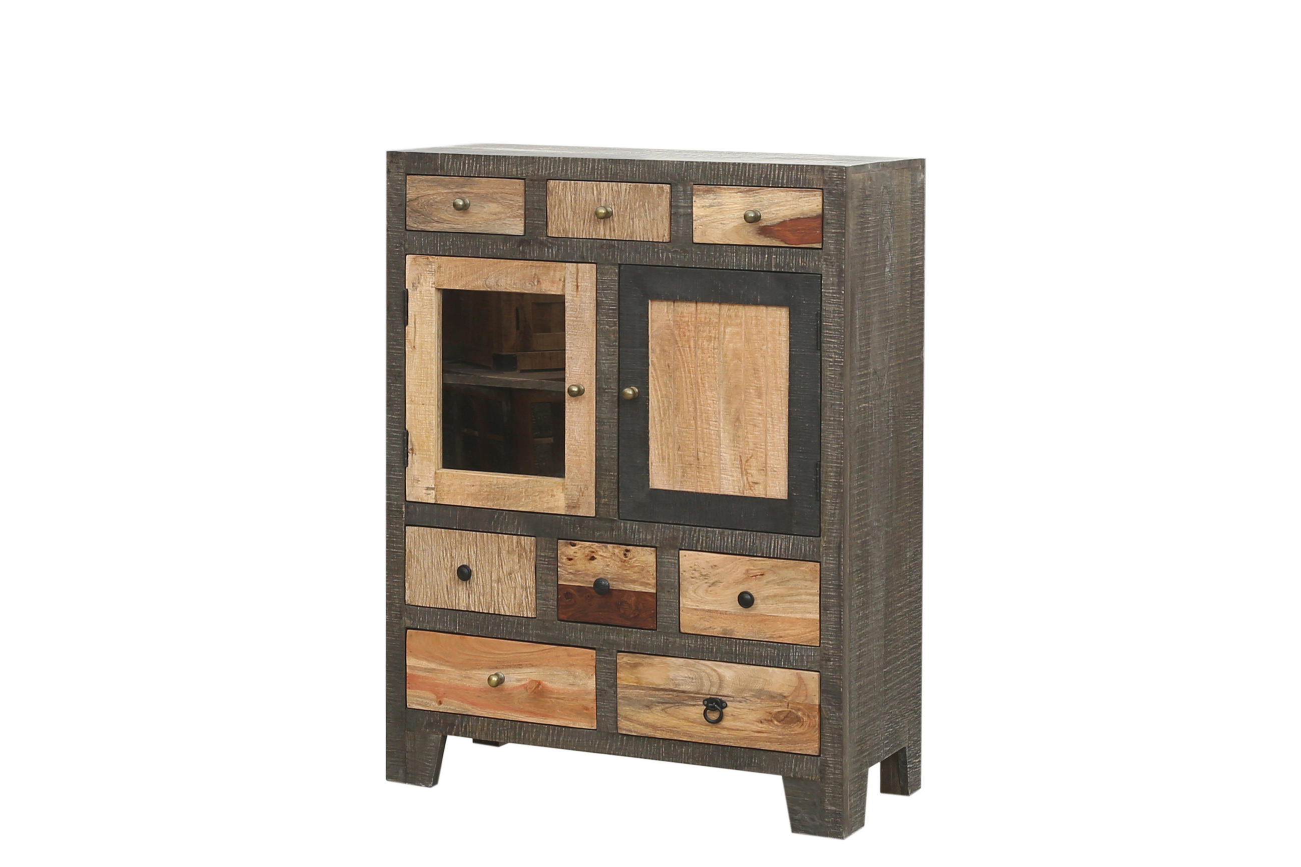 KOMMODE Erik Mangoholz Mehrfarbig 118x40x90cm - Multicolor, Holz (40/118/90cm) - DELUKE