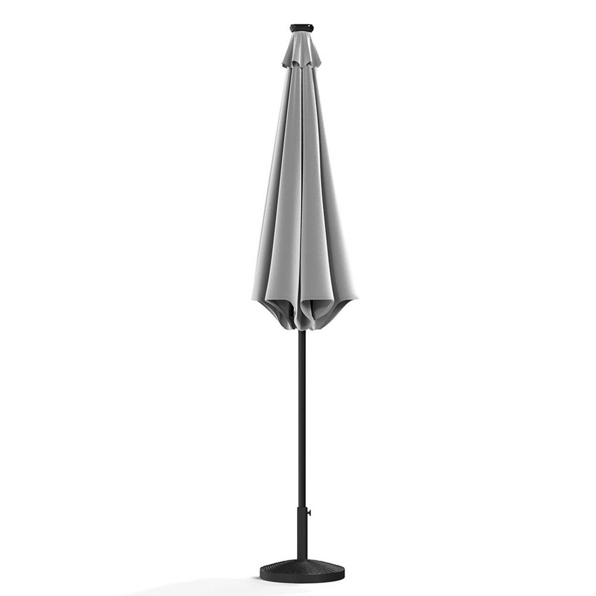 SONNENSCHIRM aus Polyester Metall in Hellgrau mit Resin-Sockel drehbar 360° neigbar 60° 3 x 2.4m Ø49 × 32 cm - Grau, Metall (300/240cm) - Livingandhome
