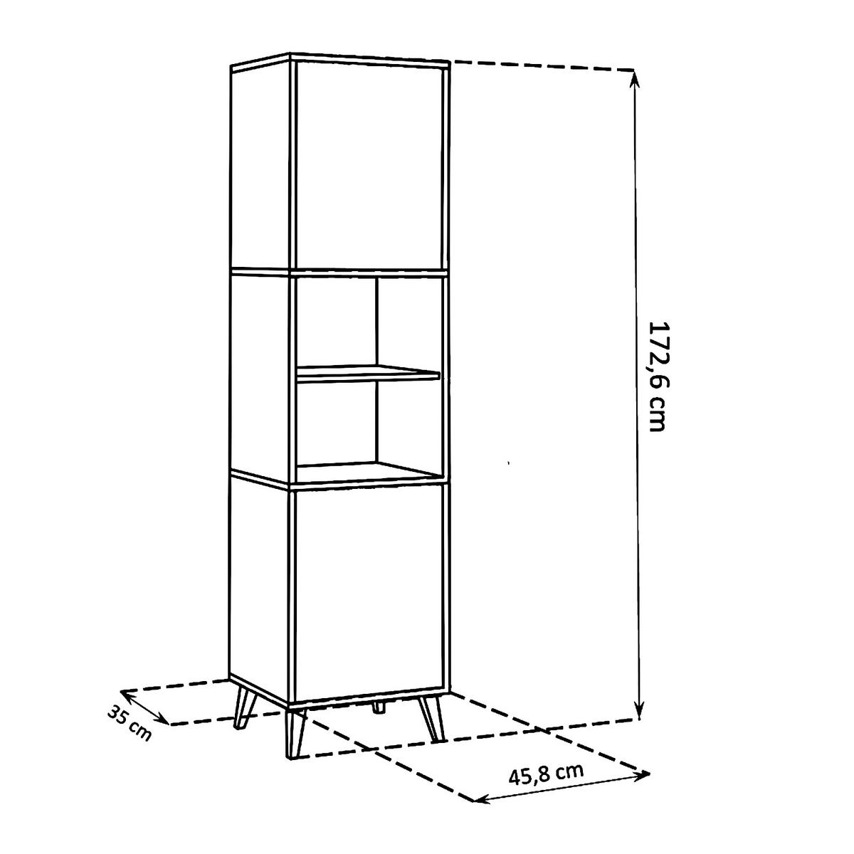 HIGHBOARD FONDI, Weiß, Skandinavische Tanne - Hellbraun/Weiß, Glas/Holzwerkstoff (46/173/35cm) - Komodee