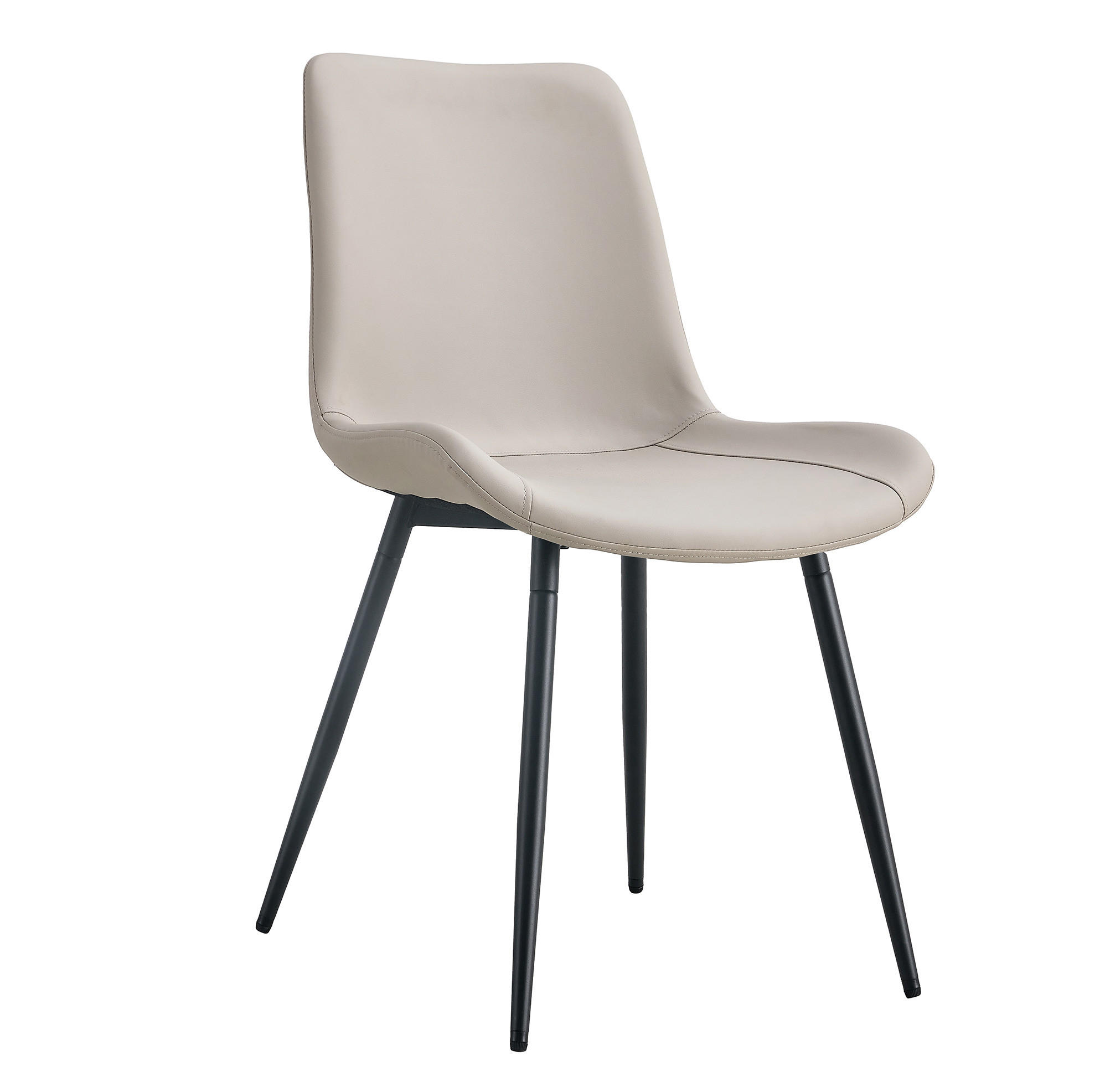 ESSZIMMERSTUHL 4er-Set mit Rückenlehne Kunstleder Warmgrau Metall Schwarz - Beige, Metall (47/83/50cm) - Meubliv