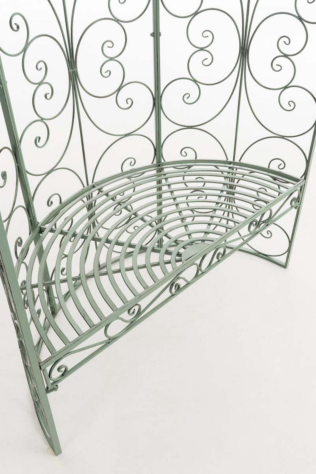 HALBPAVILLON mit Sitzbank Boston Metall Antik-grün Gartenbank - Grün, Metall (120/178/58cm) - DELUKE