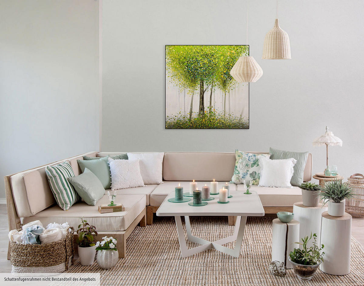 ÖLGEMÄLDE 80/80 cm - Weiß/Grün, Holz/Textil (1.52/80cm) - KUNSTLOFT
