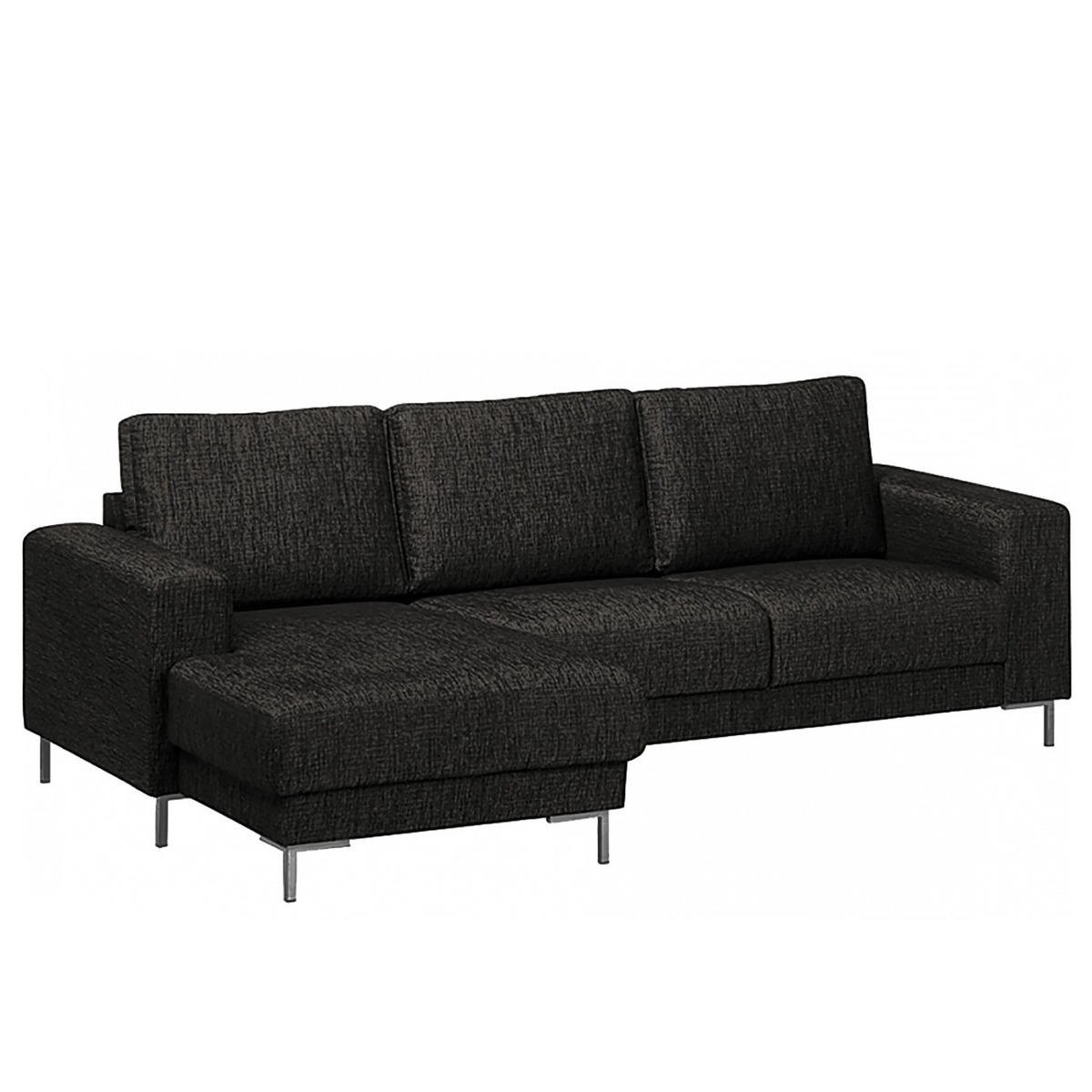 ECKSOFA mit Longchair - Silberfarben/Schwarz, Textil/Metall (236/147cm) - home24