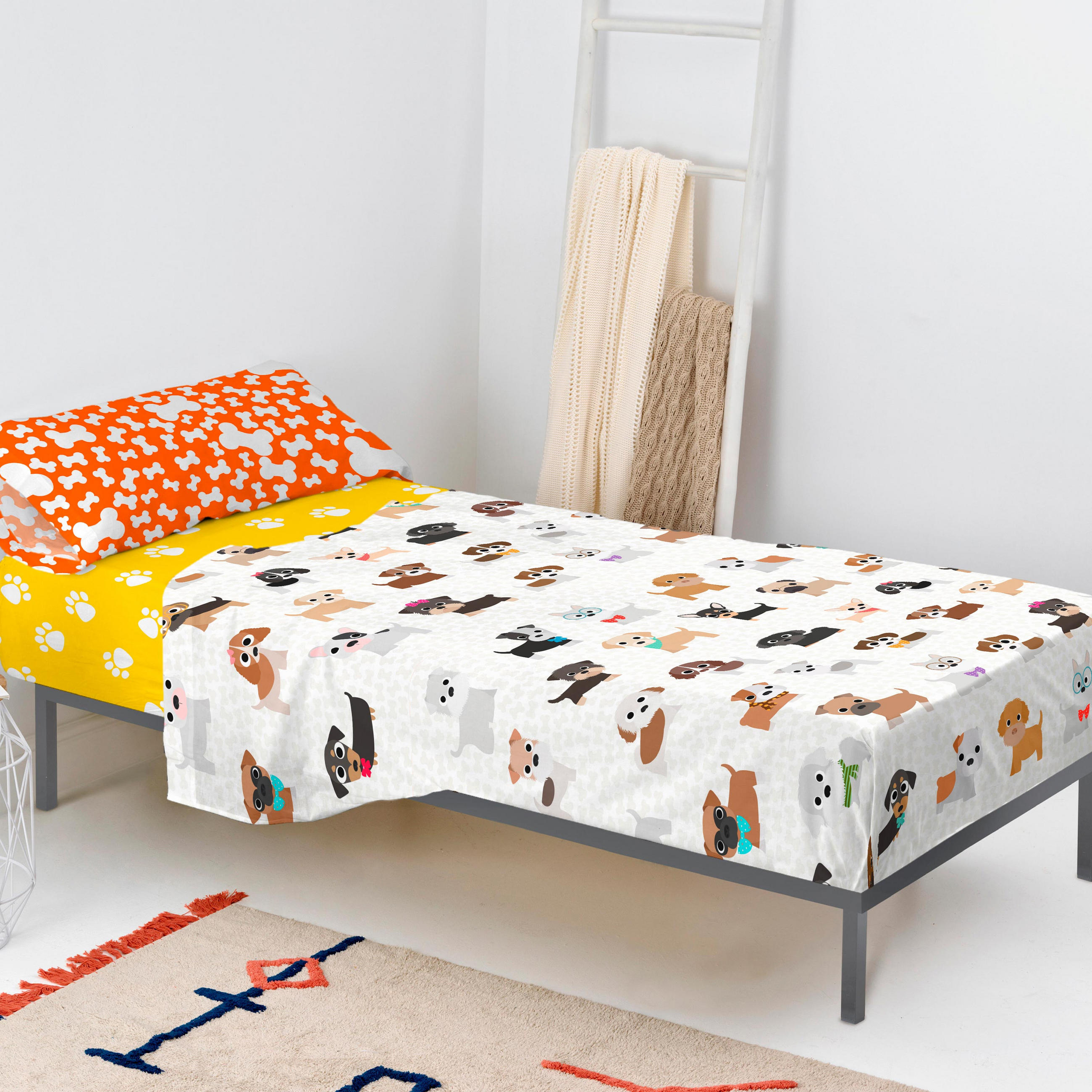 BETTWÄSCHE 2er-Set teiliges dogs 180x270 cm mehrfarbig - Multicolor, Textil (180/270cm) - Happy Friday
