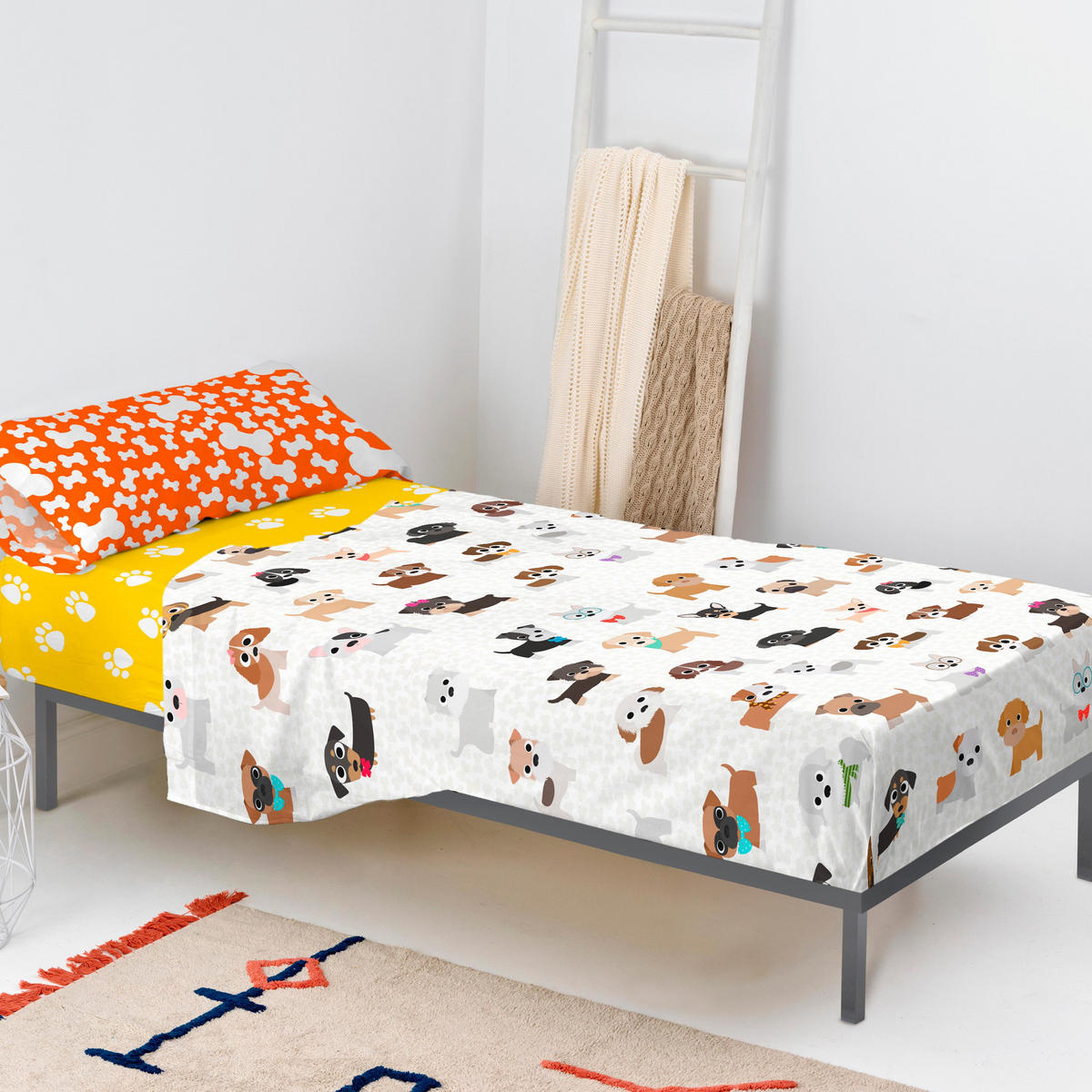 BETTWÄSCHE 2er-Set teiliges dogs 180x270 cm mehrfarbig - Multicolor, Textil (180/270cm) - Happy Friday