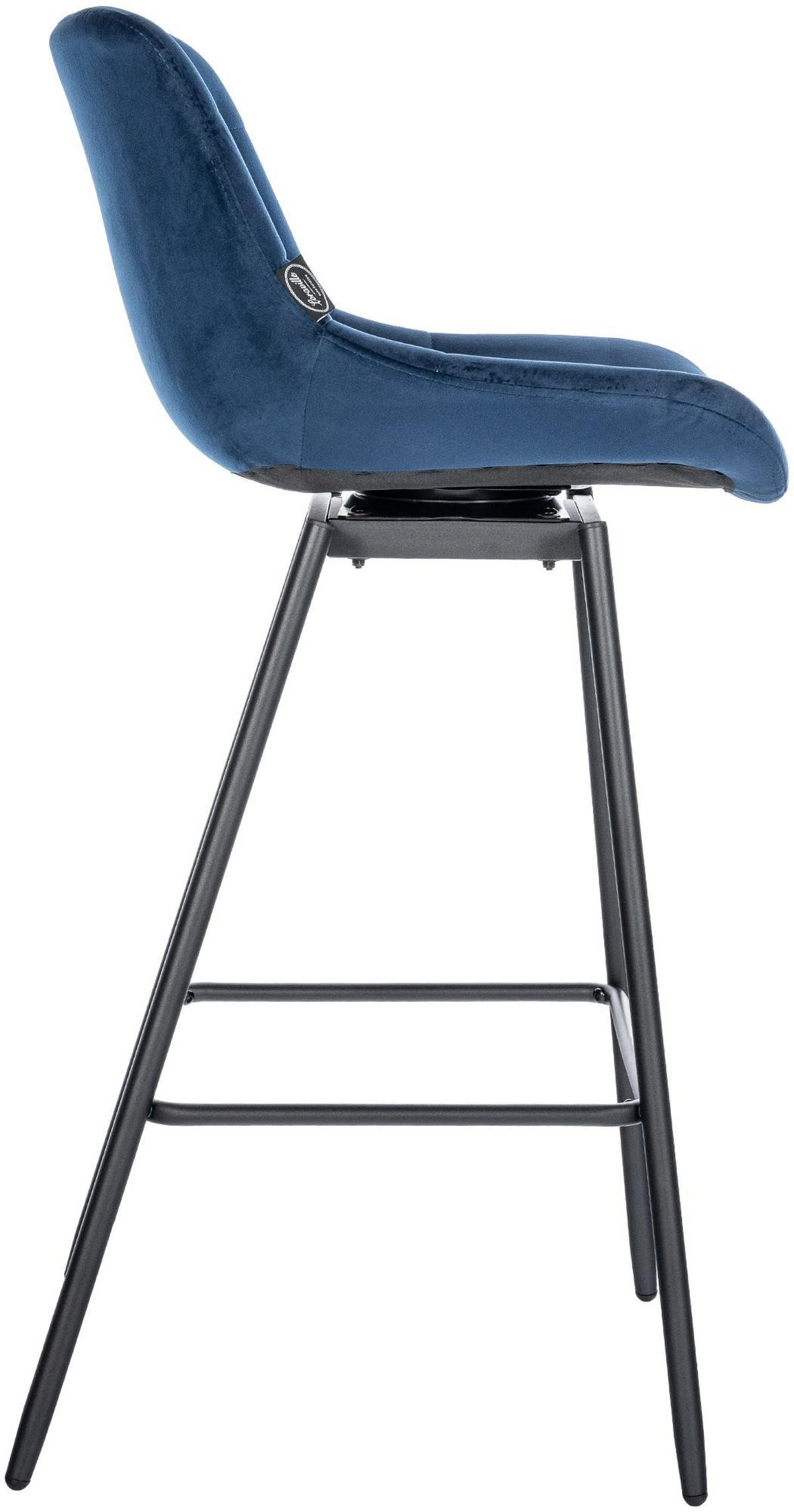 BARHOCKER Samt blau - Blau/Schwarz, Textil/Metall (49/105/56cm) - CLP