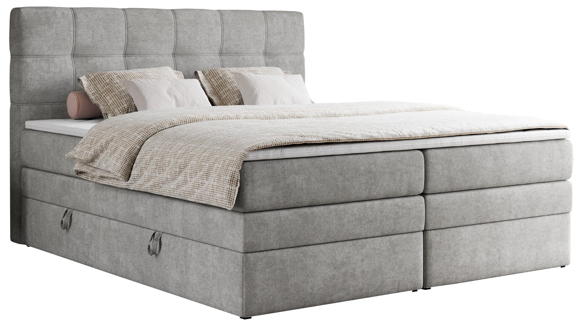 BOXSPRINGBETT ERNI KING 160/200 Hellgrau Struktur - H3 - Hellgrau, Holz/Textil (160/200cm) - MKS