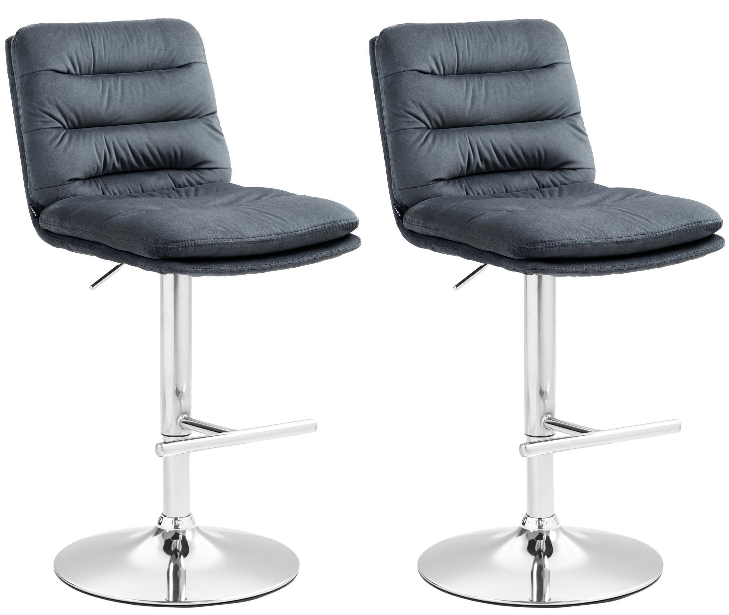 BARHOCKER 2er Set Samt dunkelgrau - Chromfarben/Dunkelgrau, Textil/Metall (42/94/56cm) - CLP