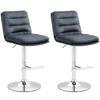 BARHOCKER 2er Set Samt dunkelgrau - Chromfarben/Dunkelgrau, Textil/Metall (42/94/56cm) - CLP