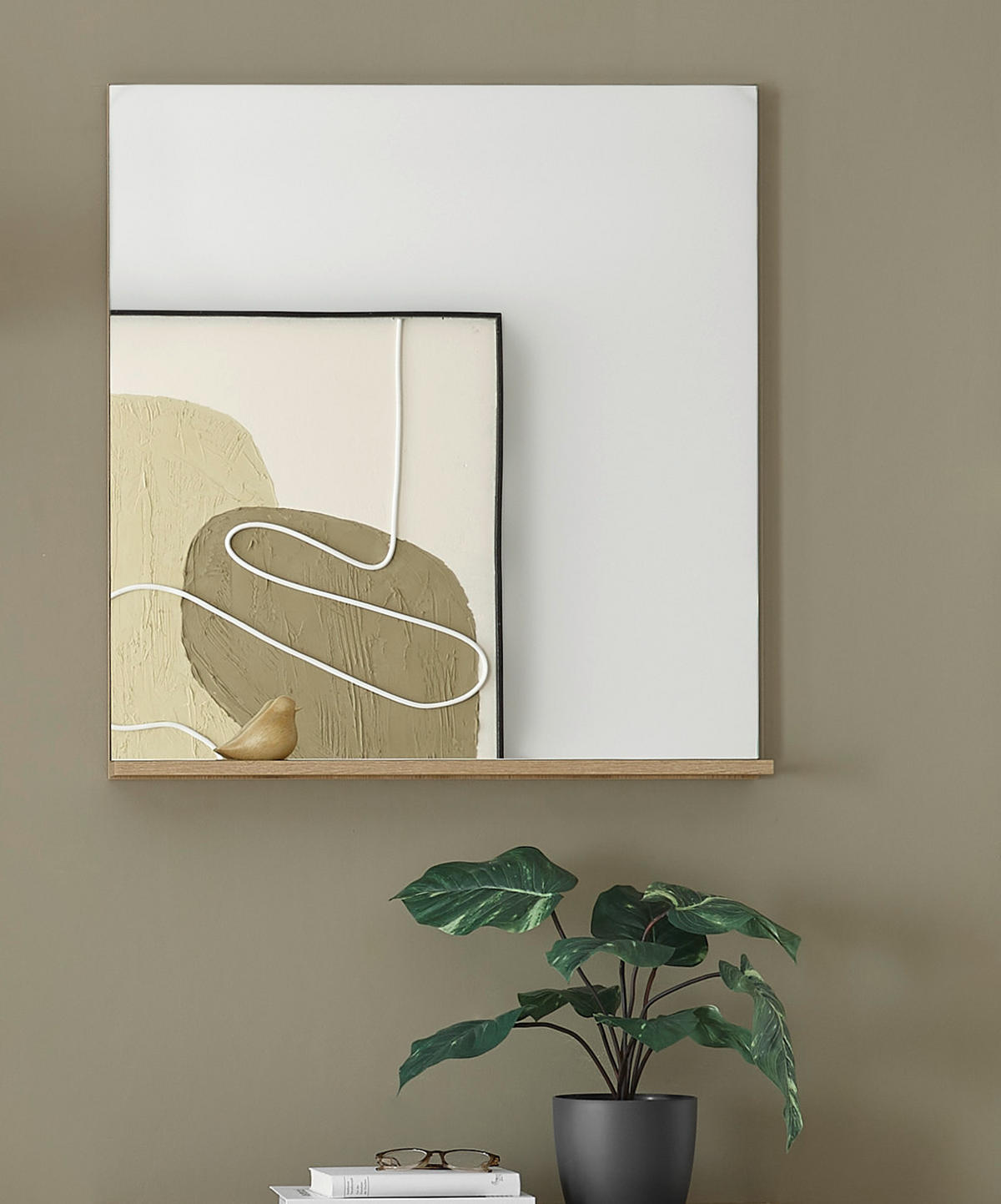 GARDEROBENSPIEGEL Evoke Eiche 75 cm, Wandspiegel mit Ablage - Eichefarben, Glas/Holzwerkstoff (75/80/10cm) - Furn.Design