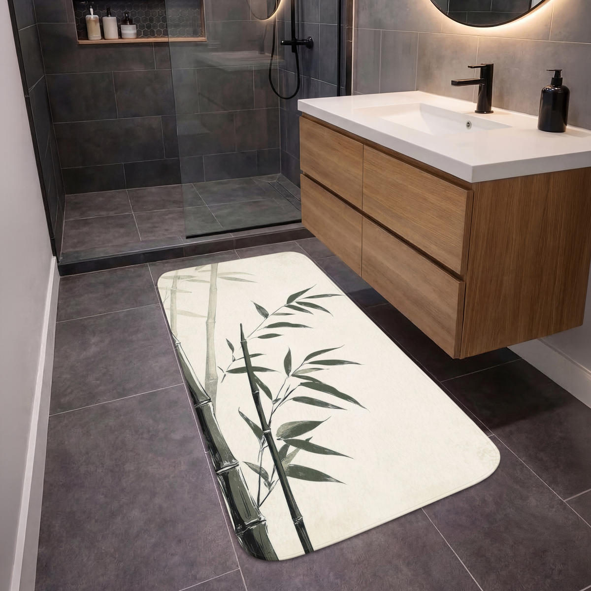 KOUPELNOVÁ PŘEDLOŽKA Japandi - Bambus - béžová 60x120 cm - ecru, textil/plast (60/120cm) - OnlyWow