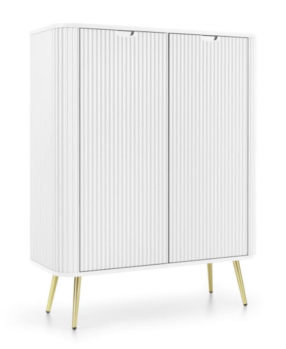 KOMMODE Weiß Zoja Hoch Gefräst K103 Goldene Griffe - Weiß, Holzwerkstoff (103/129/39cm) - Sepro Meble