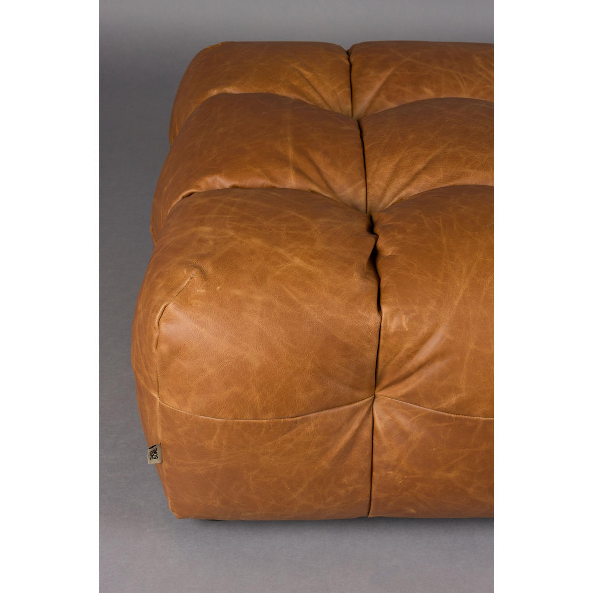 SITZHOCKER Hackman Leder Cognac/ Braun - Cognac/Braun, Leder (100/45/100cm) - Dutchbone