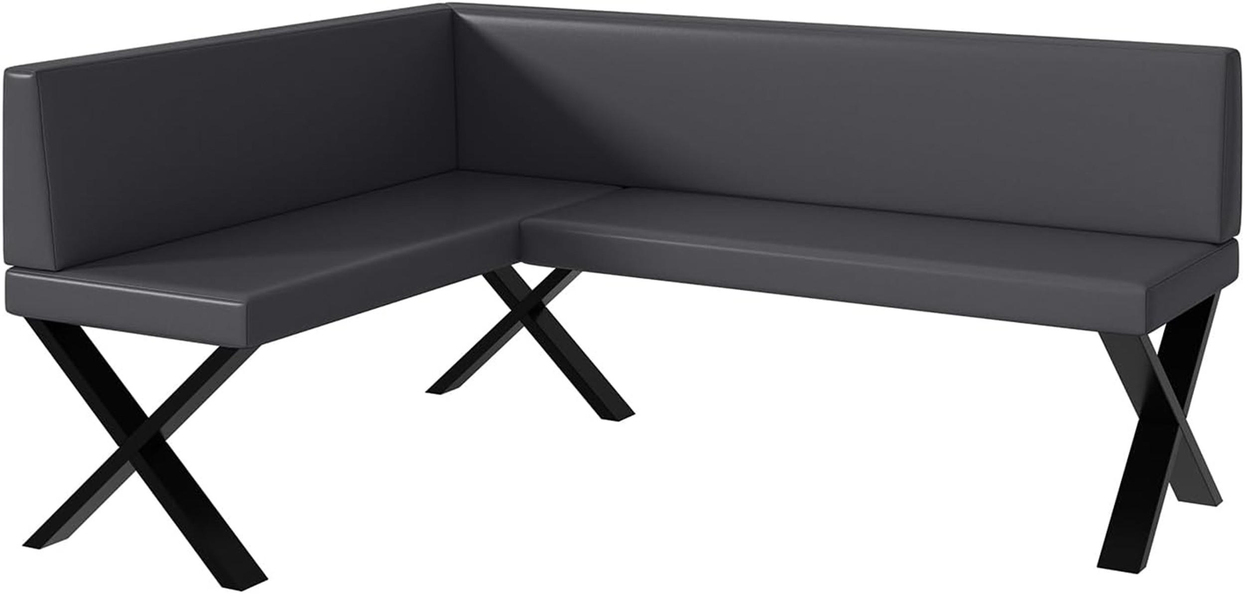 ECKBANK TONI_X - Grau, Leder (128/168cm) - Meblini