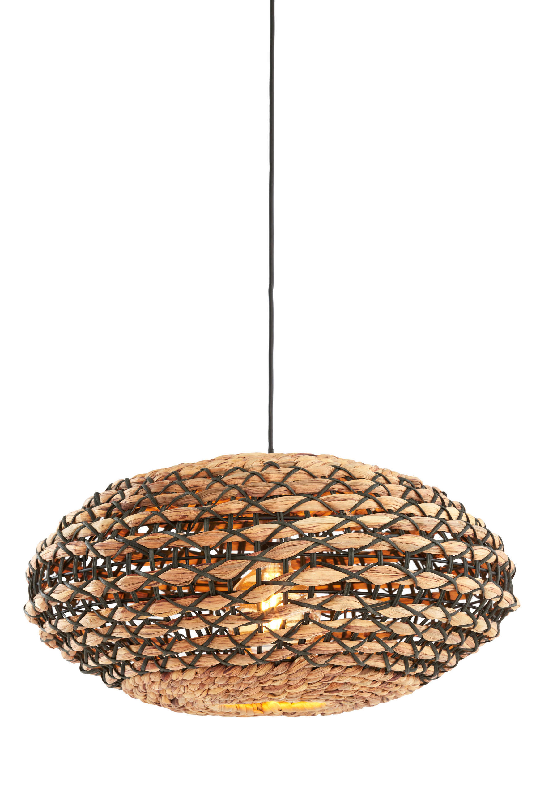 HÄNGELAMPE Tripoli Schwarz Ø50/23,5 cm - Schwarz, Holz (50/50/23.5cm) - Light & Living