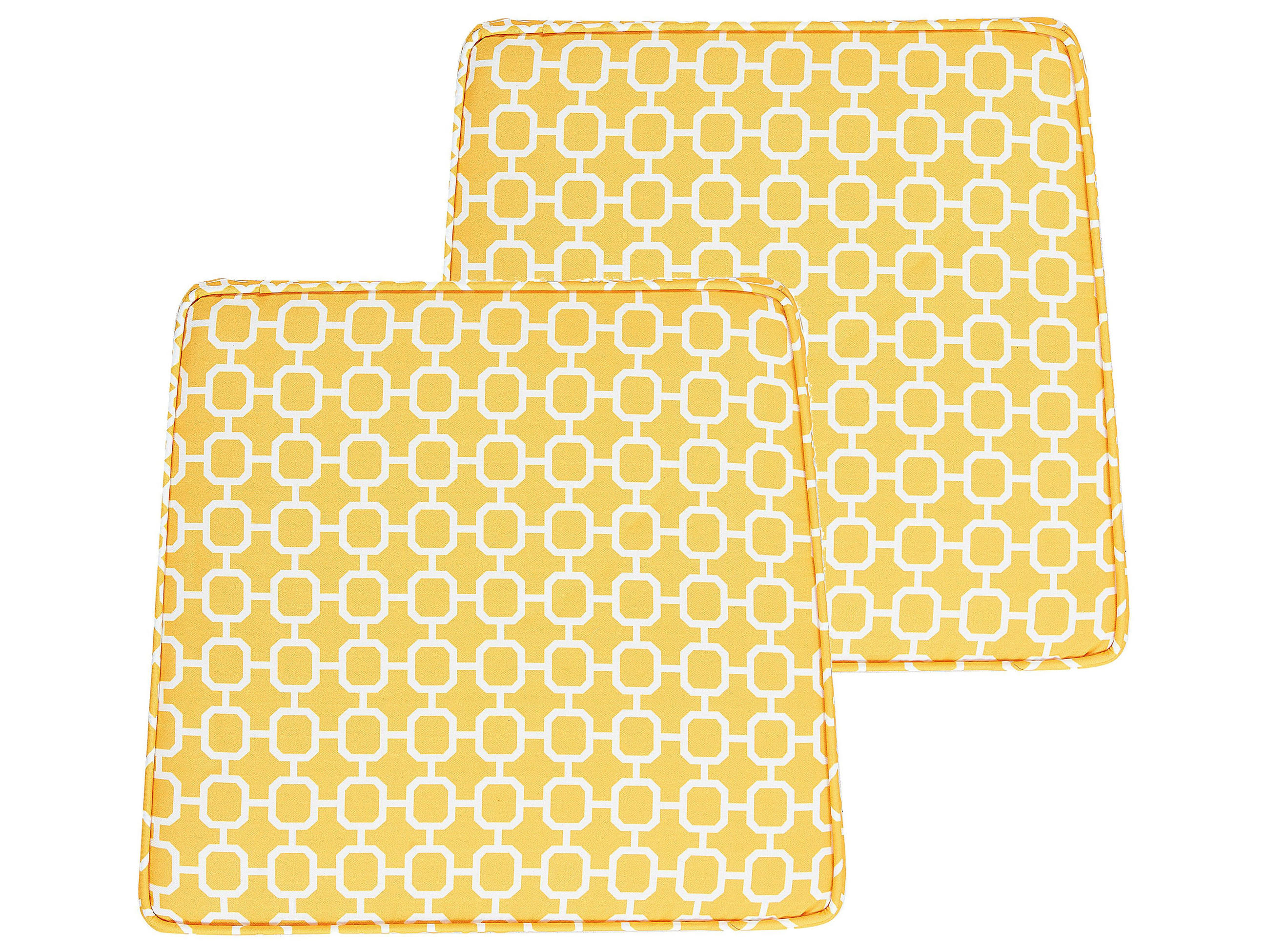 GARTENSTUHLKISSEN 2er-Set Gelb 37/34 cm Terni - Gelb/Weiß, Textil (37/5/34cm) - Beliani
