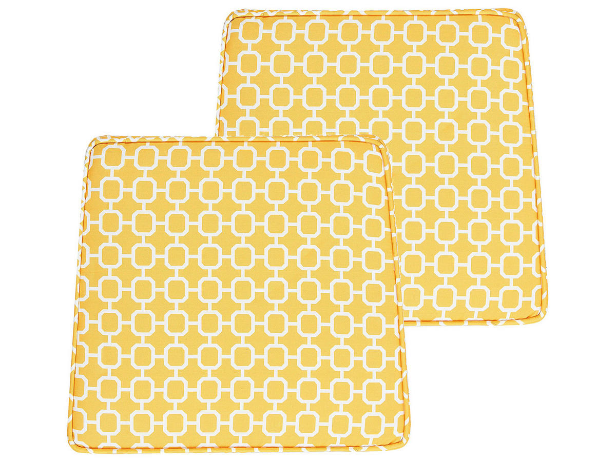 GARTENSTUHLKISSEN 2er-Set Gelb 37/34 cm Terni - Gelb/Weiß, Textil (37/5/34cm) - Beliani