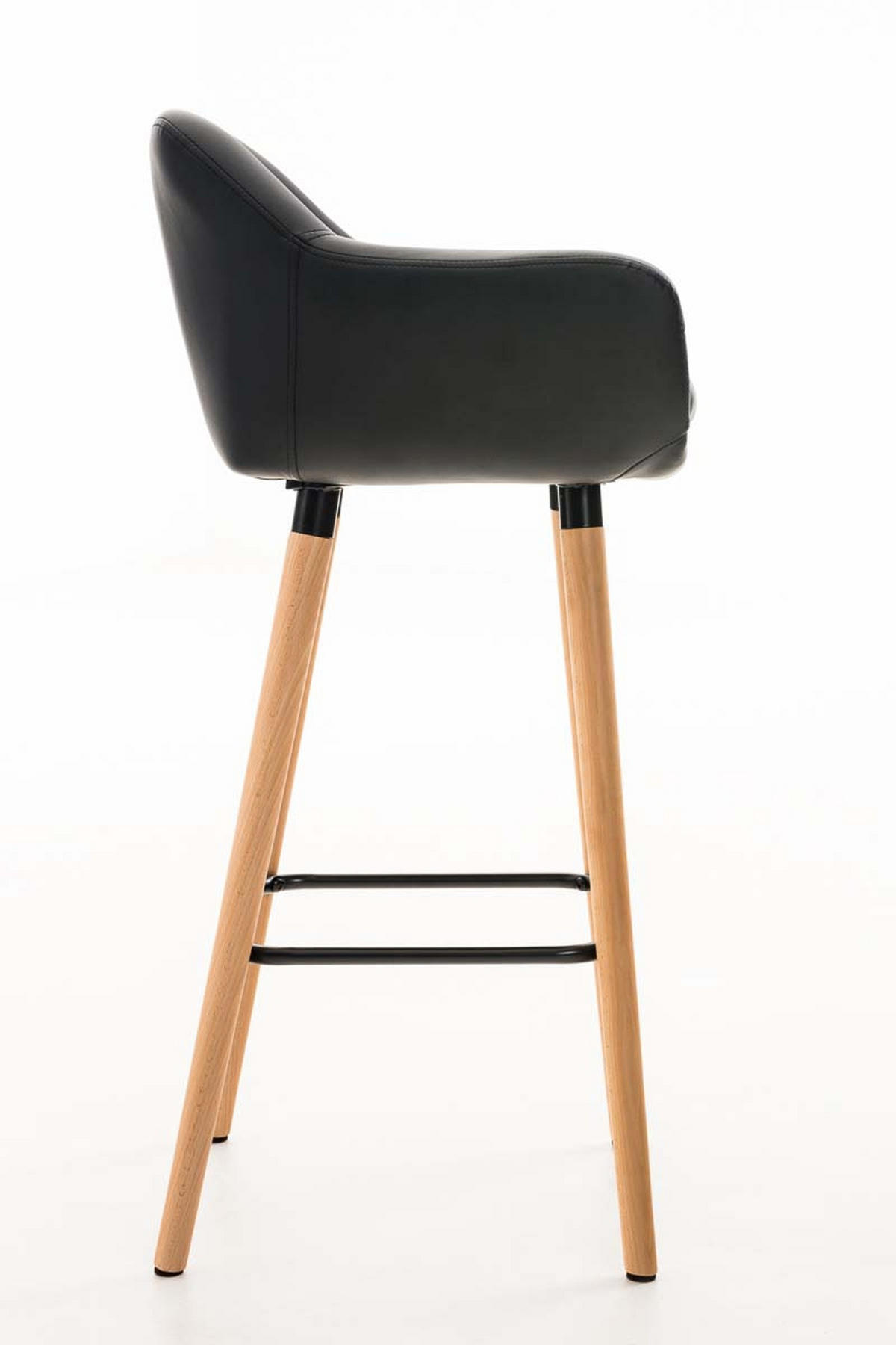 BARHOCKER Grande, Gestell Holz, Kunstleder Schwarz - Schwarz/Braun, Holz/Kunststoff (55/99/46cm) - TPFLiving
