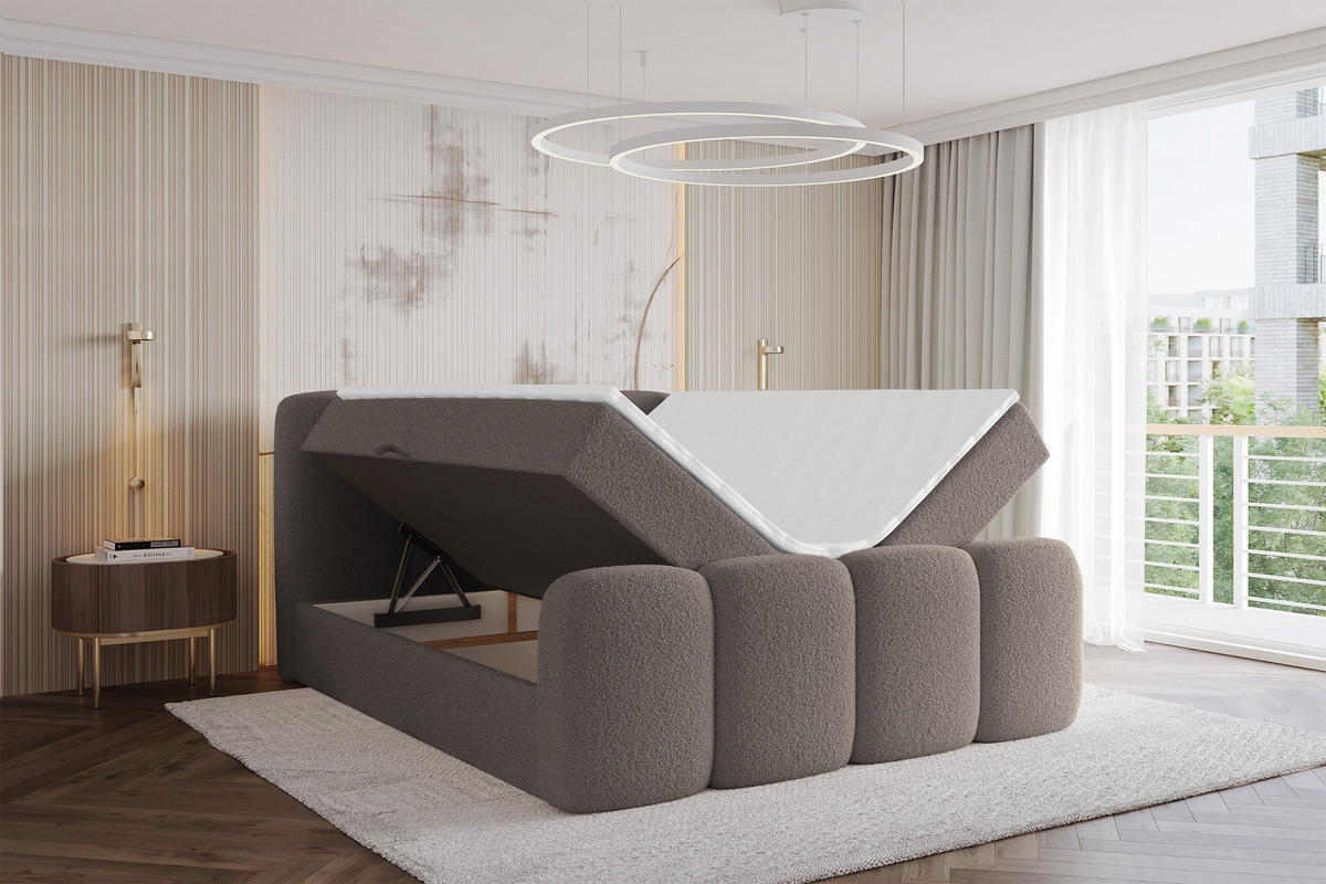 BOXBETT mit Matratze H4 - NINA-Z - 160x200 cm Braun - Braun, Holzwerkstoff (160/200cm) - ALTDECOR