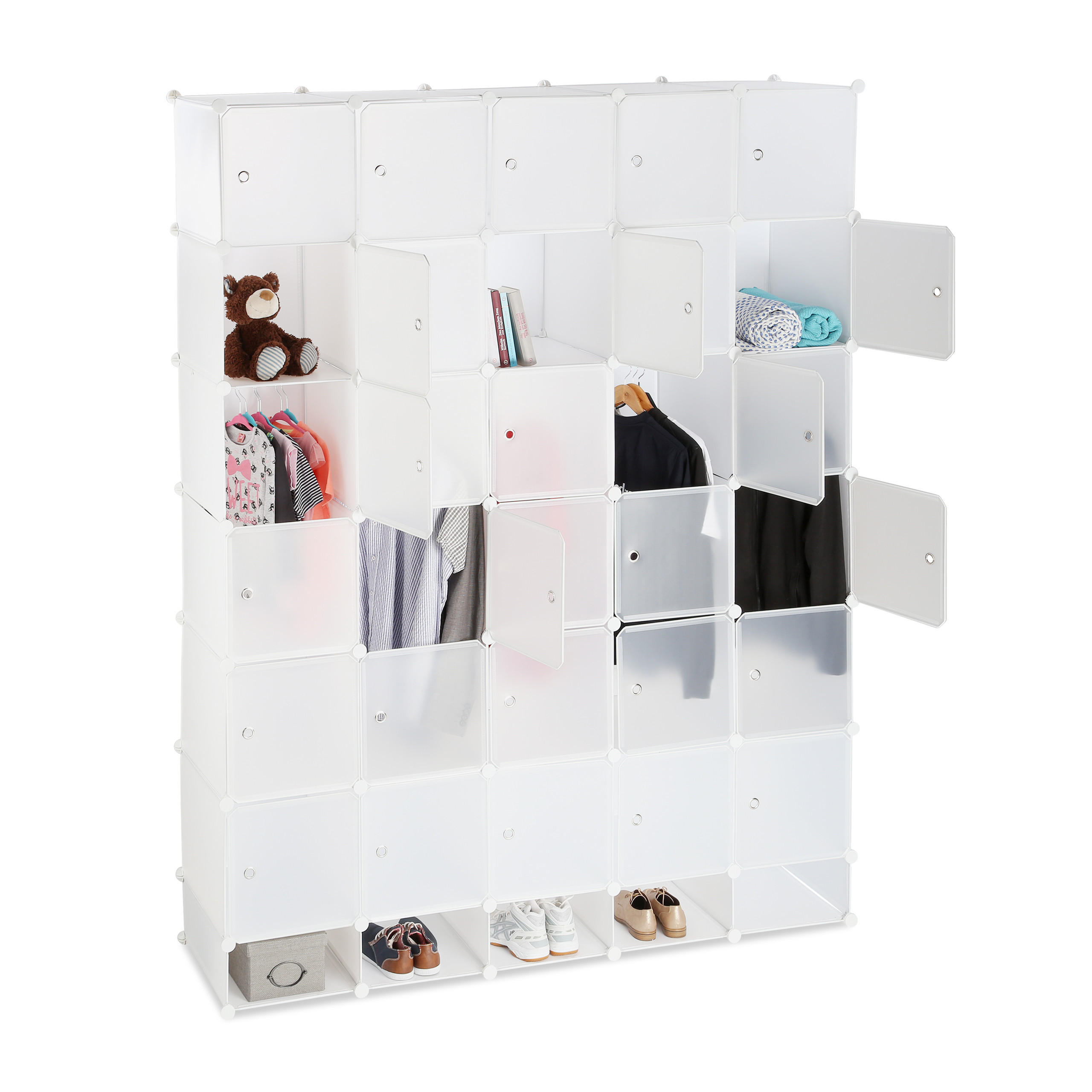 KLEIDERSCHRANK - Weiß, Kunststoff/Metall (180/234/46.5cm) - Relaxdays