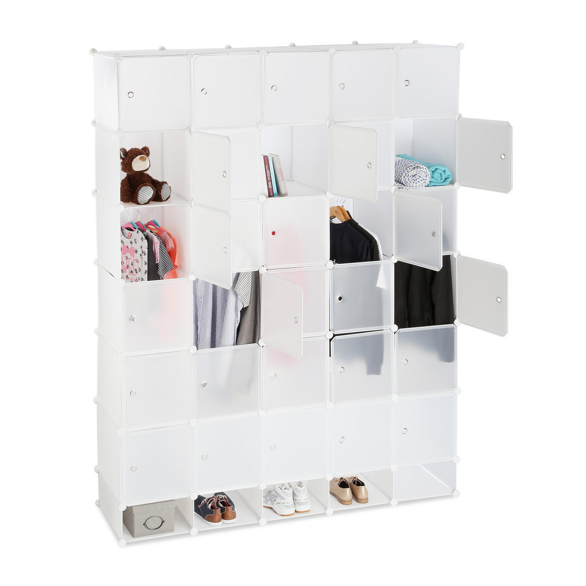 KLEIDERSCHRANK - Weiß, Kunststoff/Metall (180/234/46.5cm) - Relaxdays