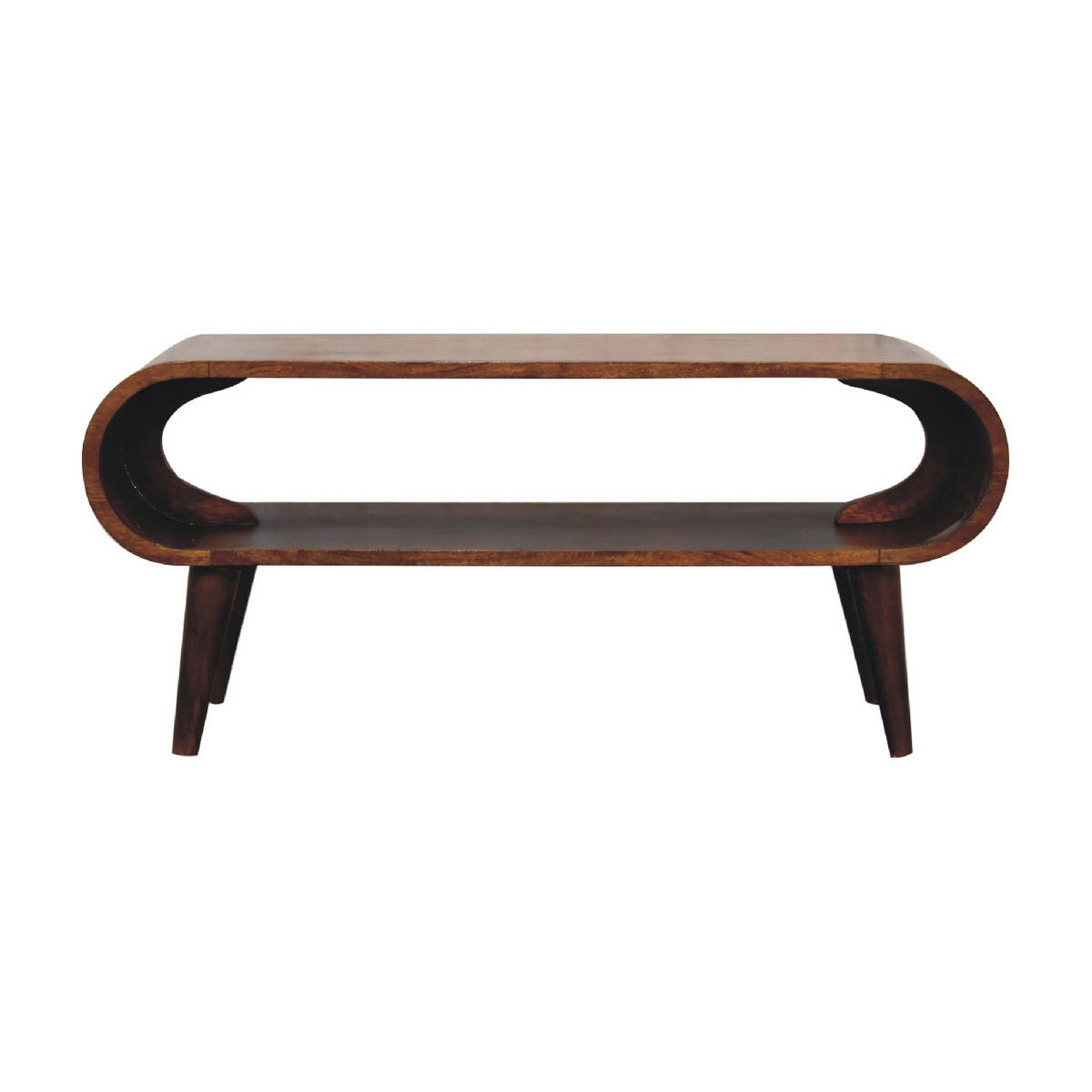 COUCHTISCH aus Massivholz - Kastanienfarben/Messingfarben, Holz/Metall (35/90/40cm) - Artisan Furniture
