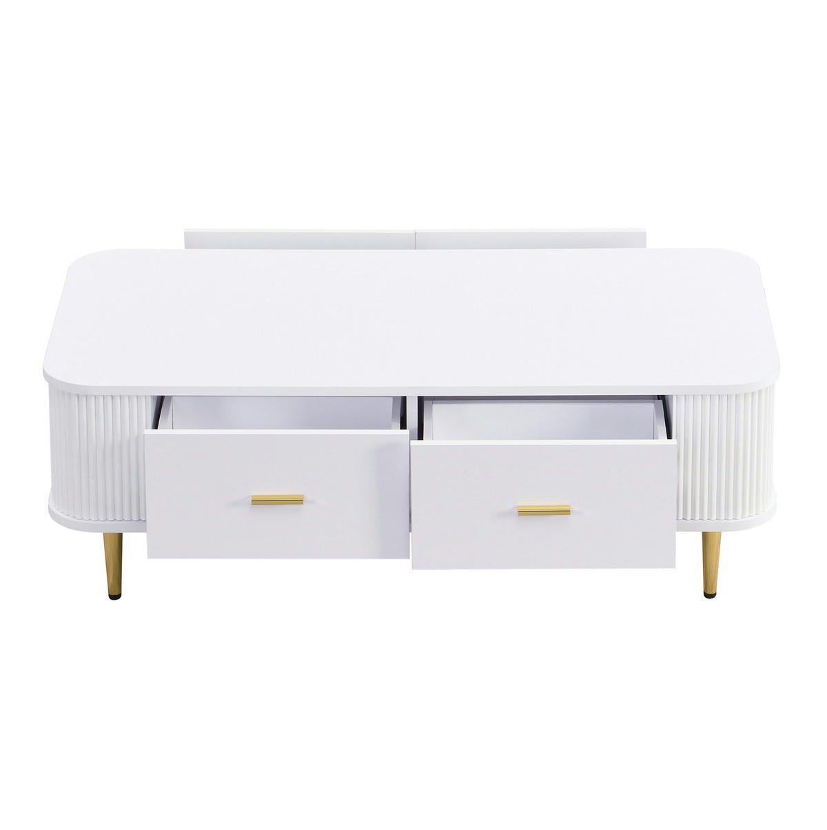 COUCHTISCH mit 4 Schubladen 105 x 51 x 38 cm Weiß Gold - Weiß, Wellpappe (105/51/38cm) - Meubliv