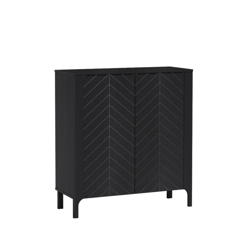 KOMMODE ALICANTE 103/95/40,5cm mit Schubladen 2 Türen Schwarz - Schwarz, Holzwerkstoff (103/95/40.5cm) - MASSENO