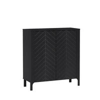 KOMMODE ALICANTE 103/95/40,5cm mit Schubladen 2 Türen Schwarz - Schwarz, Holzwerkstoff (103/95/40.5cm) - MASSENO