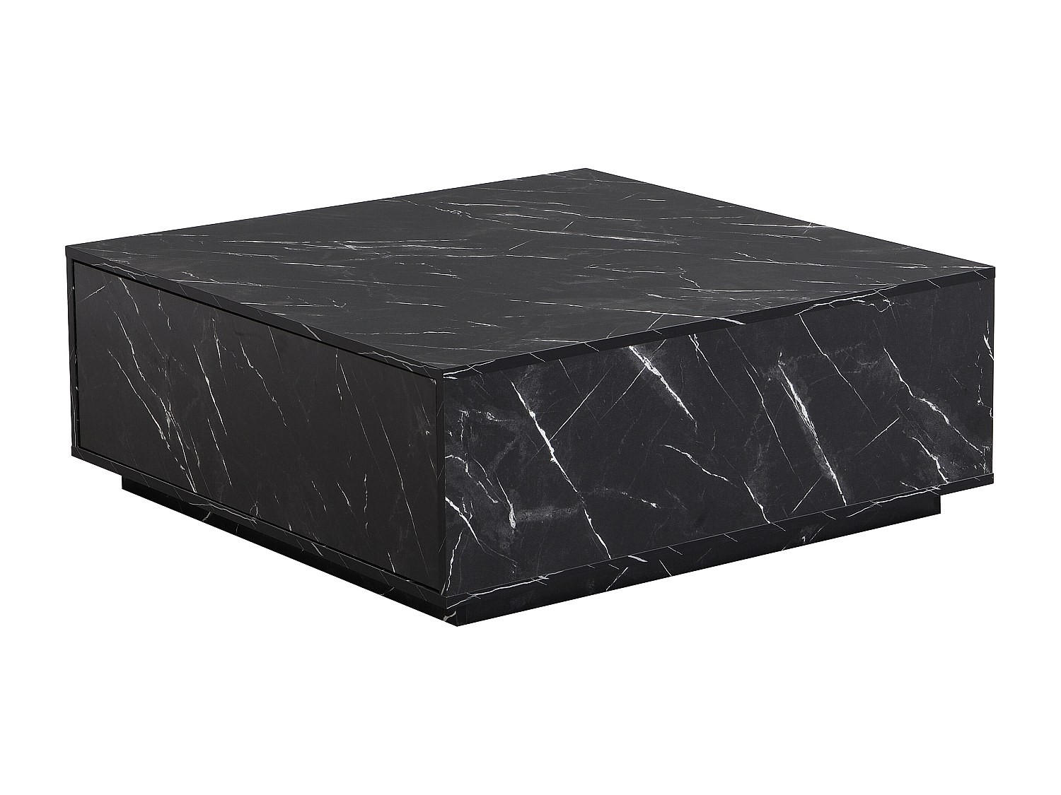 COUCHTISCH mit 2 Schubladen - MDF - Marmor-Optik Schwarz - ANTRIM - Schwarz, Holz (90/90/35cm) - Pascal Morabito