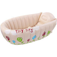 PLANSCHBECKEN Baby Badewanne aufblasbar 91 x 61 x 29 cm beige Temperaturanzeige - Beige, Kunststoff (61/91cm) - Avenli