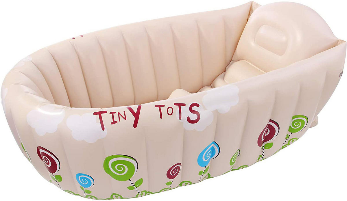 PLANSCHBECKEN Baby Badewanne aufblasbar 91 x 61 x 29 cm beige Temperaturanzeige - Beige, Kunststoff (61/91cm) - Avenli