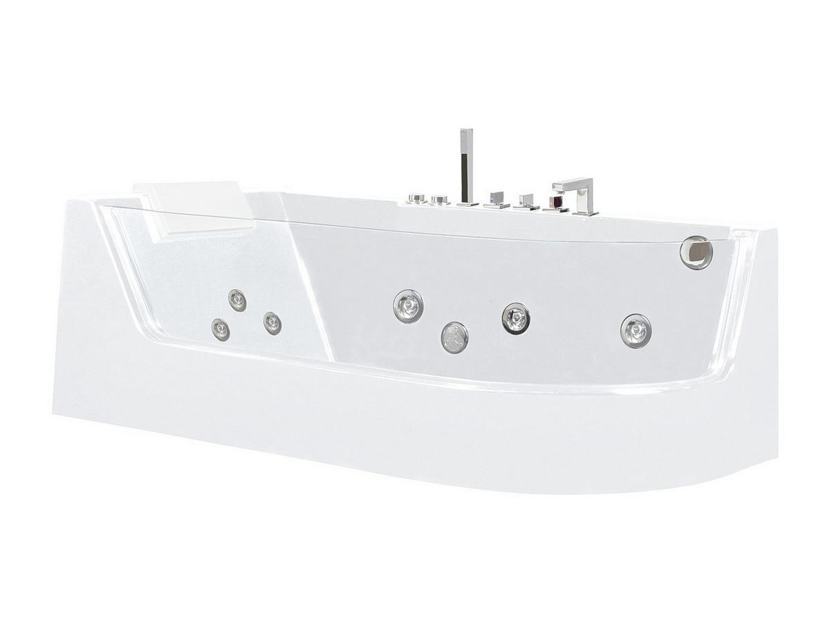 WHIRLPOOL Eckwanne mit Hydromassage - 1 Person - 263 L - Ecke Links - Weiß - ARIA - Weiß, Glas (170/57/80cm) - Vente-Unique