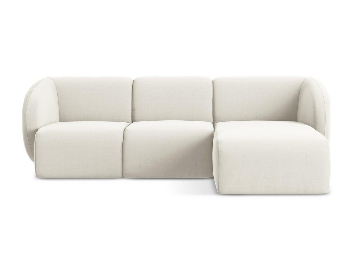 ECKSOFA Rechts Samt Stoff Beige - Creme/Schwarz, Holzwerkstoff/Kunststoff (248/166cm) - Makamii