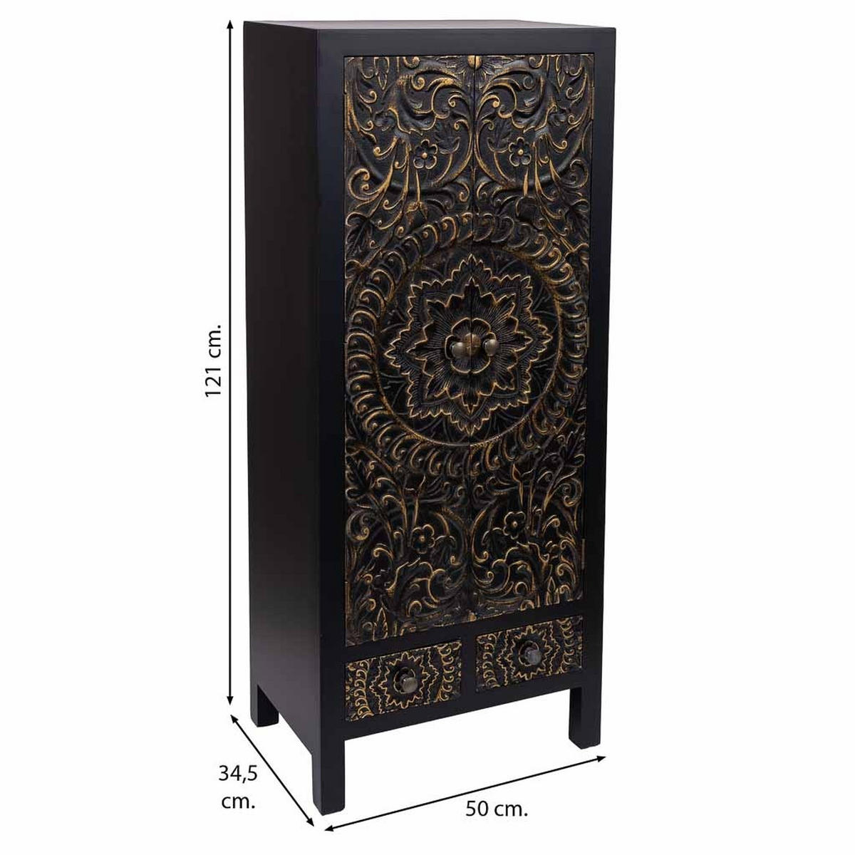 SCHRANK aus Holz 50x35x121 cm - Schwarz, Holz (50/121/34cm) - Wanderlust