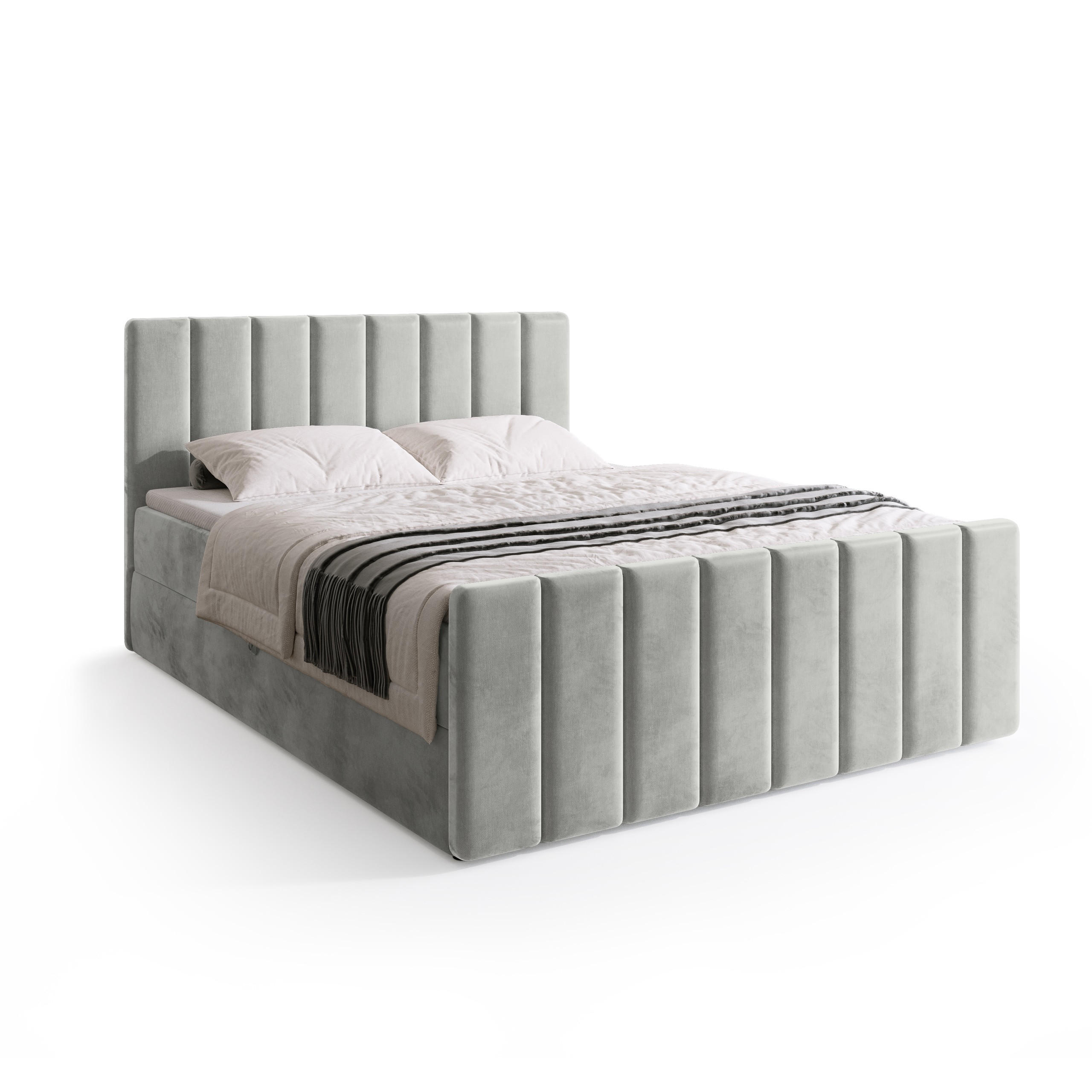 BOXSPRINGBETT Denver DUO mit Topper 180x200 Grau - Hellgrau, Textil (180/200cm) - Bromarkt