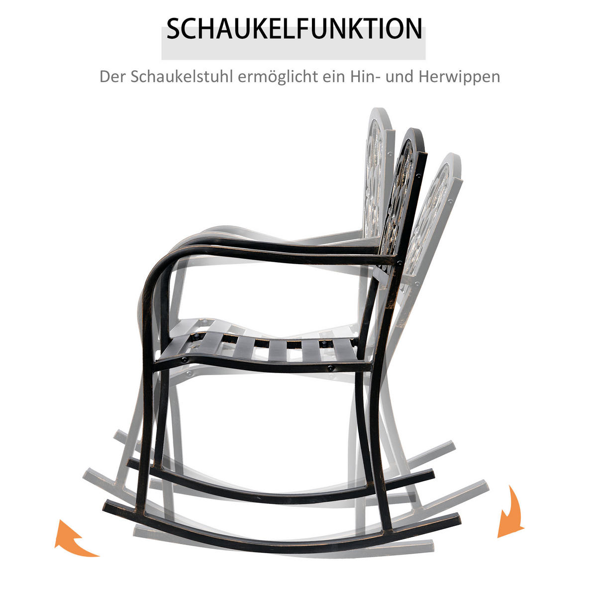 SCHAUKELSTUHL, Metall, Bronze, B60 x T73 x H85cm - Bronzefarben, Metall (73/85/60cm) - Outsunny