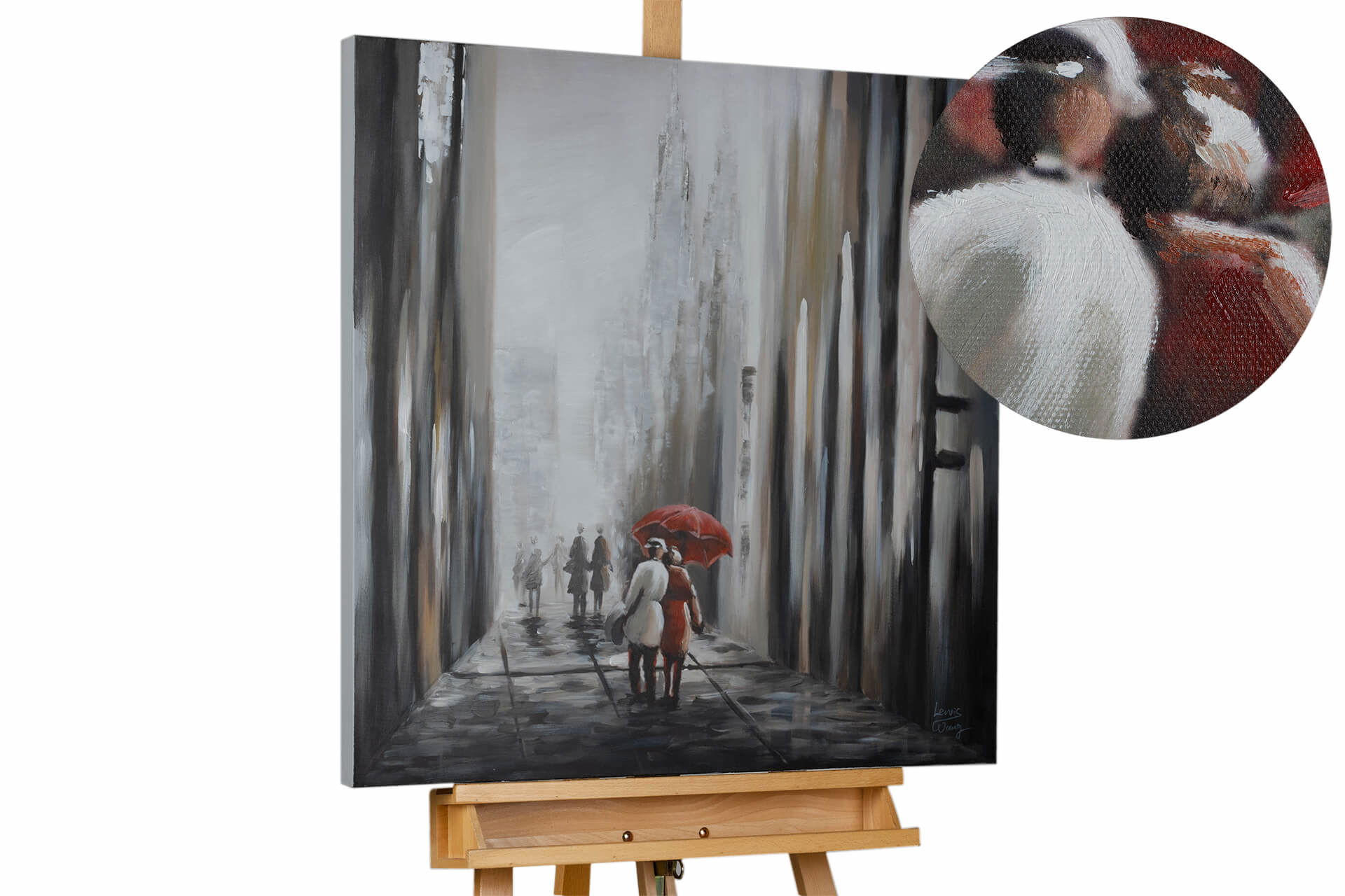 ÖLGEMÄLDE 80/80 cm - Schwarz/Grau, Holz/Textil (1.6/80cm) - KUNSTLOFT