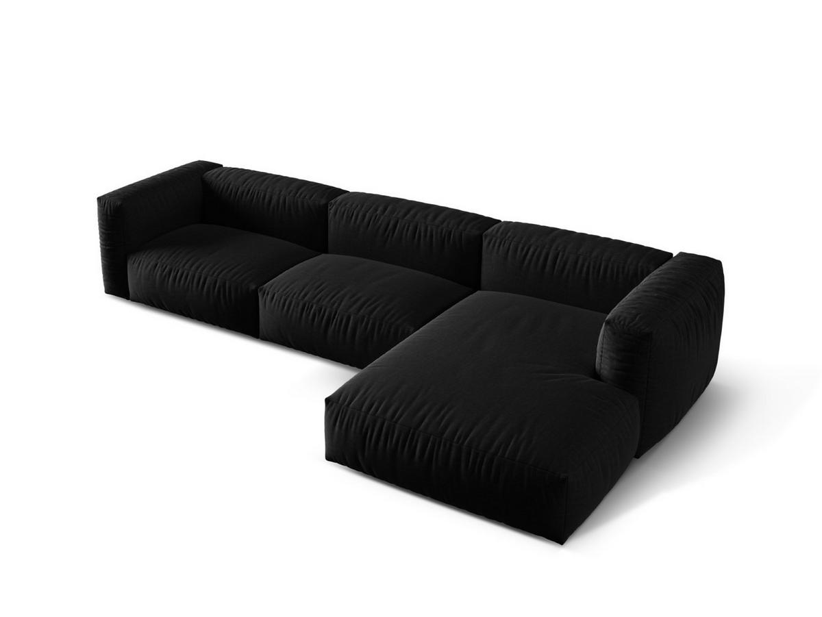 ECKSOFA modular rechts Martina aus strukturiertem Stoff schwarz 3 Sitzplätze - Schwarz, Textil (176/332cm) - Micadoni