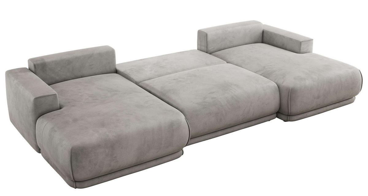 SEDACIA SÚPRAVA RINA U Svetlosivá Zamat - čierna/svetlosivá, textil/plast (360/85/170cm) - MKS