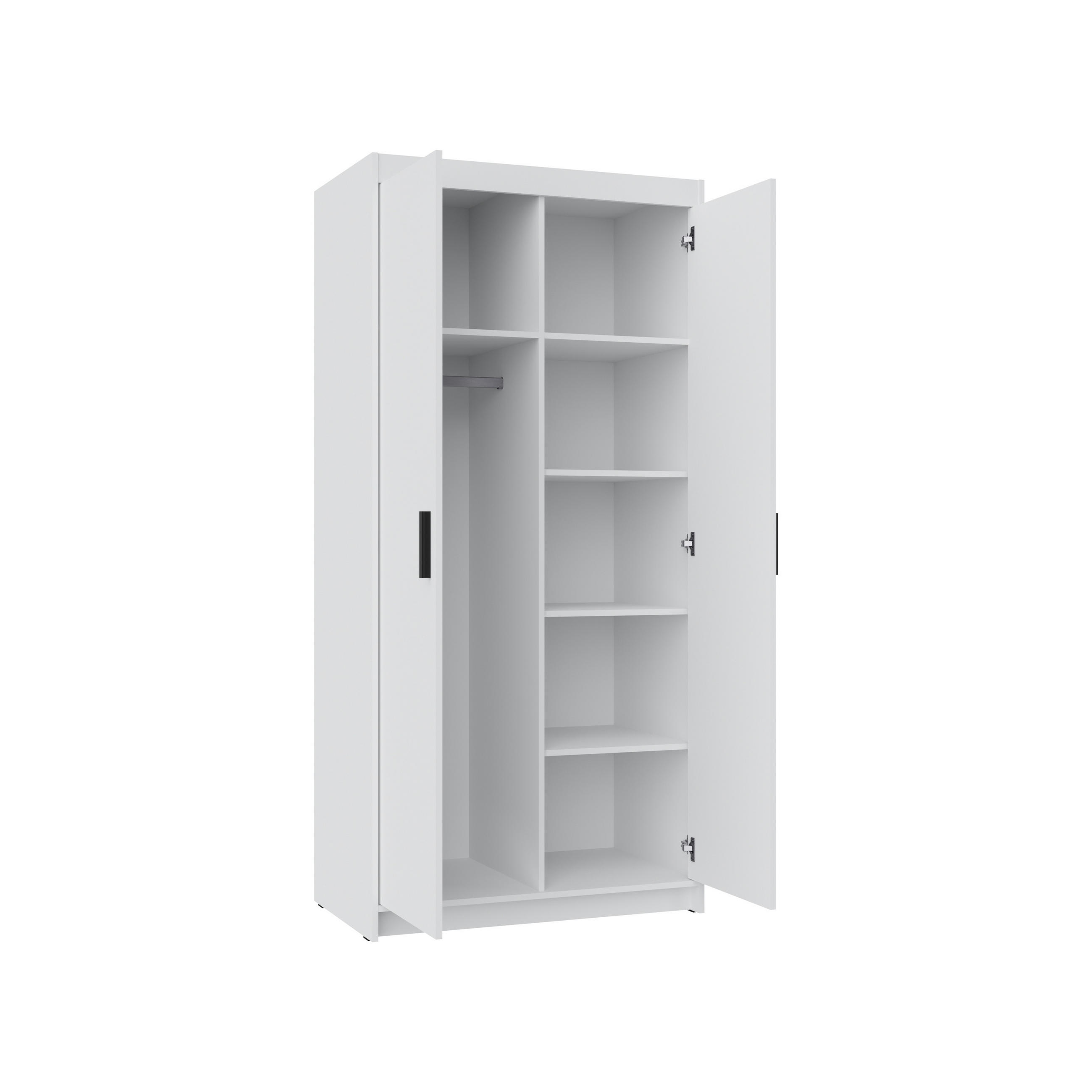 KLEIDERSCHRANK Storicos Weiß 89,7/190,5/53 cm - Modern 2-türig - Weiß, Holzwerkstoff/Kunststoff (89.8/190.6/53cm) - AX Living