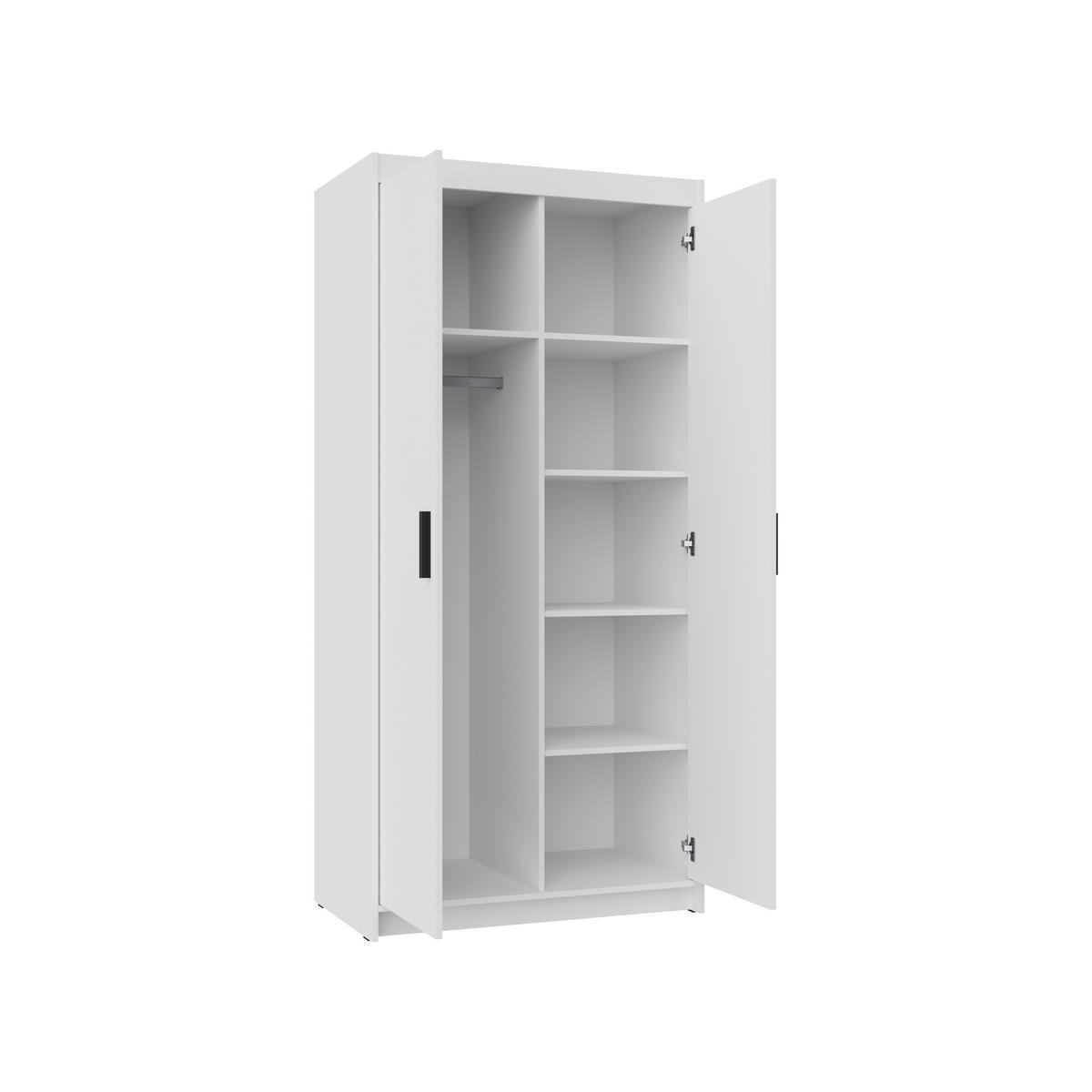 KLEIDERSCHRANK Storicos Weiß 89,7/190,5/53 cm - Modern 2-türig - Weiß, Holzwerkstoff/Kunststoff (89.8/190.6/53cm) - AX Living