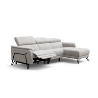 ECKSOFA RODEN 4-Sitzer mit Relax, creme, Veloursstoff - Creme, Holz/Textil (268/92cm) - Wozimo