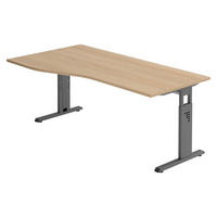 SCHREIBTISCH Serie-O 100/180/74 cm in Eichefarben/Graphitfarben - Eichefarben/Graphitfarben, Holzwerkstoff (100/180/74cm) - bümö