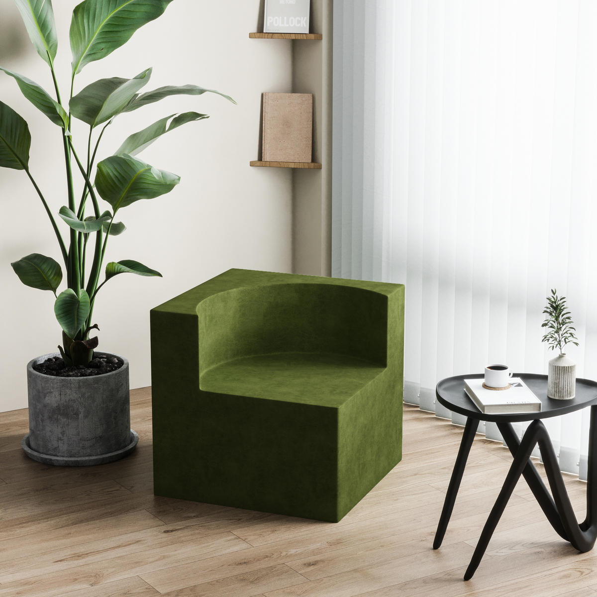 SOFA Modulares Sofa Samt grün - Grün, Textil (70/68/70cm) - Vercart