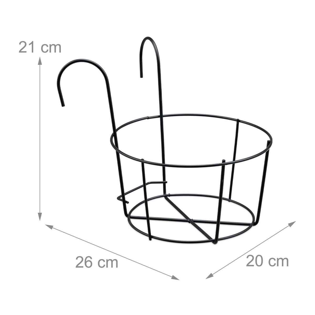 4XBLUMENTOPF Halter - Schwarz, Metall (20/21/26cm) - Relaxdays