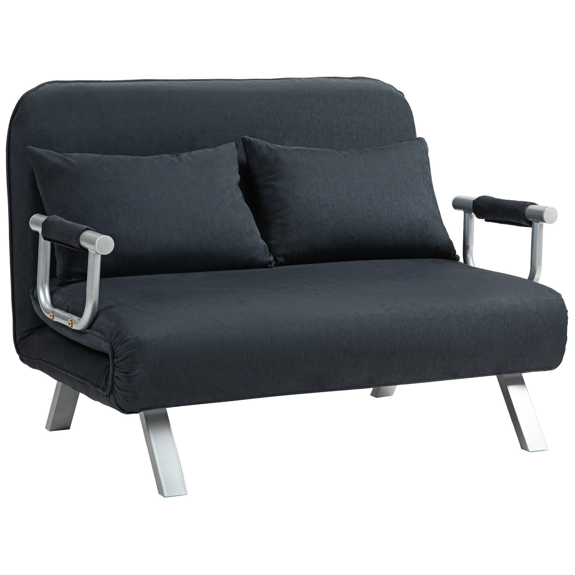 SCHLAFSOFA 2er-Sofa mit Schlaffunktion, Samtoptik, Schwarz - Schwarz, Kunststoff (111/78/80cm) - HOMCOM