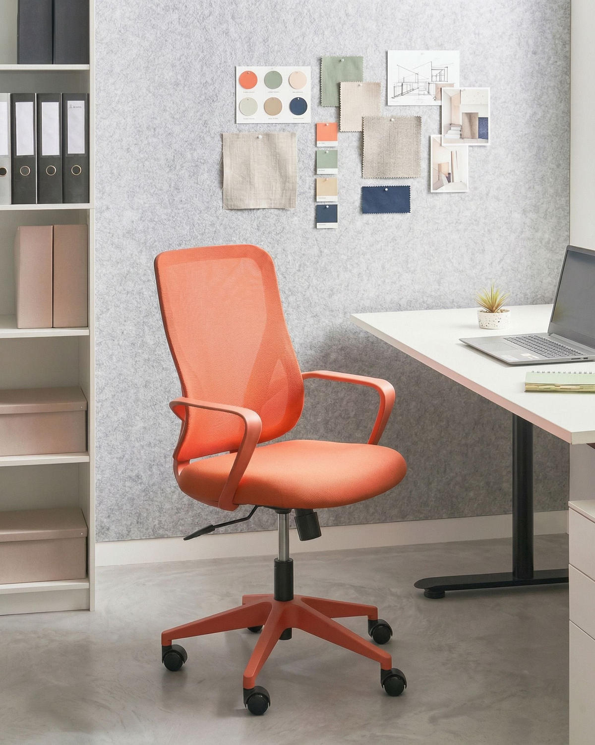 BÜROSTUHL Orange Luma - Orange, Textil (60/98/60cm) - Beliani