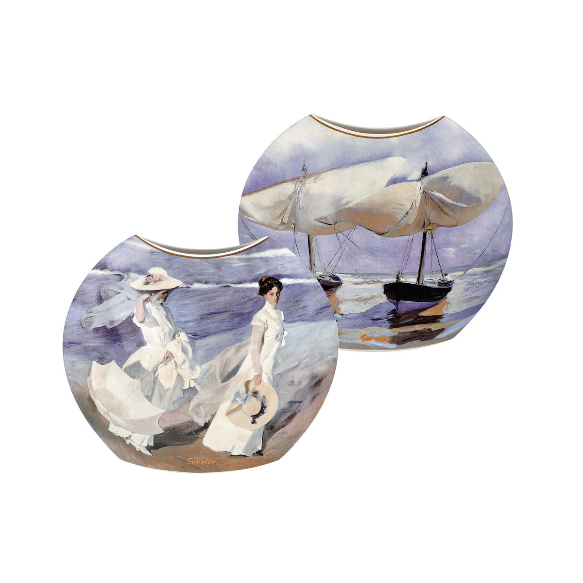 VASE Joaquin Sorolla - Boats / Seashore, Porzellan, Bunt, 20 cm - Multicolor, Keramik (20cm) - Goebel