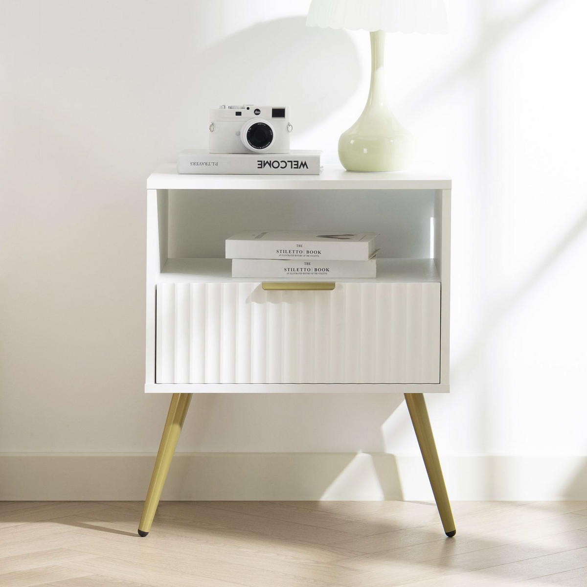 NACHTTISCH MERVAL weiß - Weiß, Holzwerkstoff (50/60/40cm) - IDIMEX